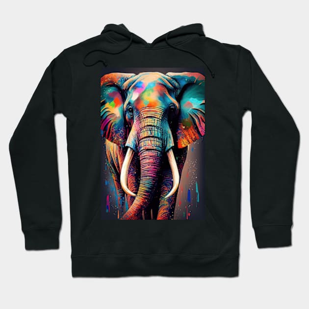 Colorful Elephant in Pop Art Style - A Fun And Playful Art Design For Animal lovers Hoodie by Whimsical Animals